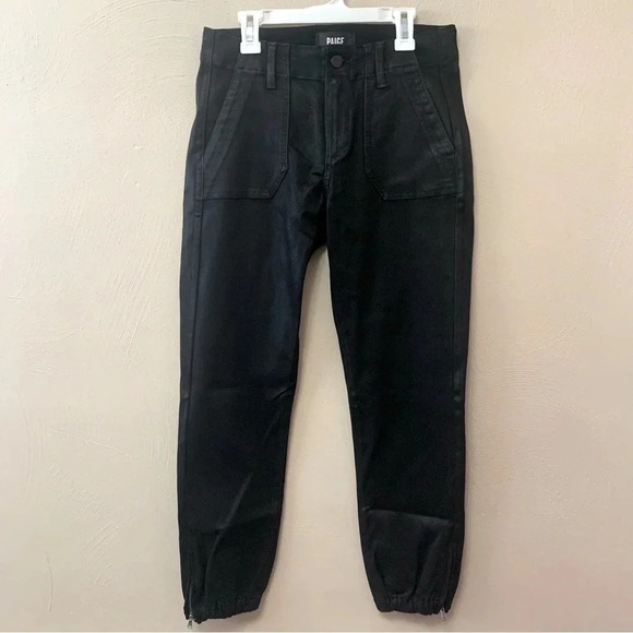 PAIGE Mayslie Coated Jogger Pants in Black Fog Luxe Coating - Picture 5 of 16